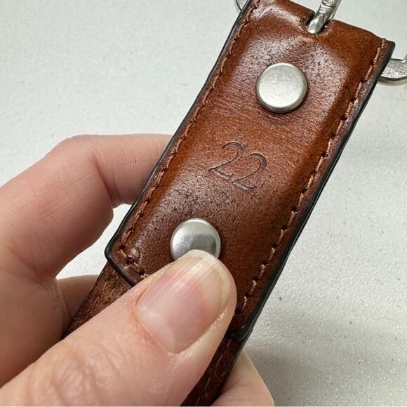 Nocona Tooled Brown Leather Belt Western Unisex 22 Floral Boho Silver Hardwear - Picture 4 of 10